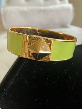 Kate Spade Gold-Tone Lime Enamel Pyramid Accent Bracelet